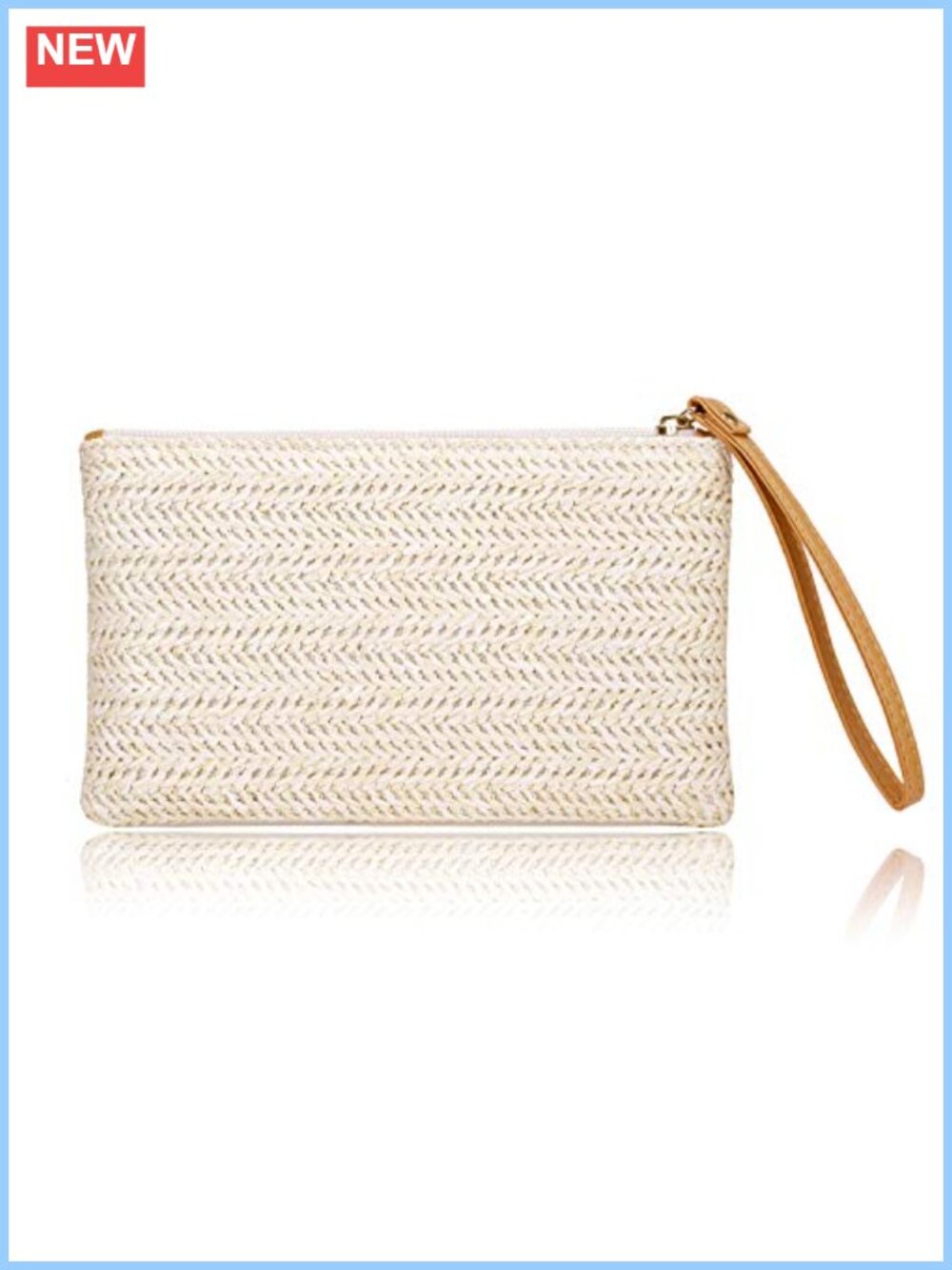 Straw Wristlet Clutch Bag Bohemian Summer Beach Purse